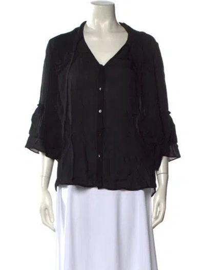 Pre-owned L'agence Silk V-neck Blouse In Black