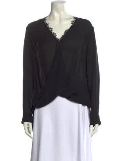 Pre-owned L'agence Silk V-neck Blouse In Black