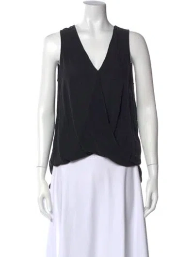 Pre-owned L'agence Silk V-neck Blouse In Black