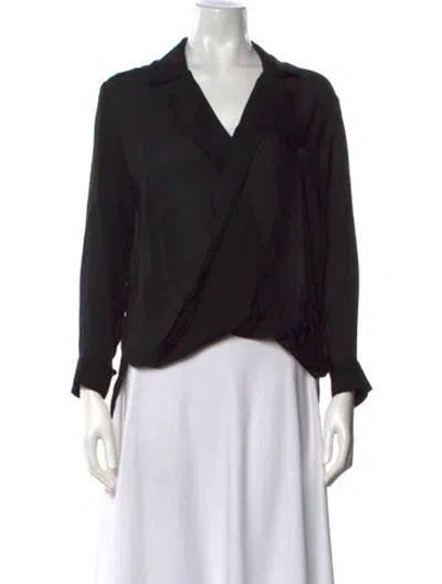 Pre-owned L'agence Silk V-neck Blouse In Black