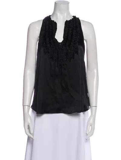 Pre-owned L'agence Silk V-neck Blouse In Black