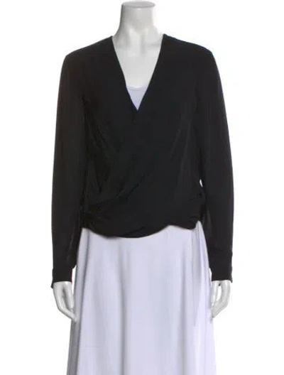 Pre-owned L'agence Silk V-neck Blouse In Black