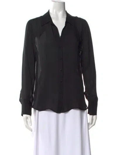 Pre-owned L'agence Silk V-neck Blouse In Black