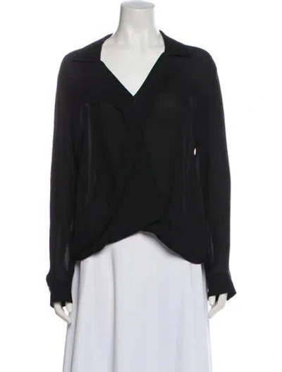 Pre-owned L'agence Silk V-neck Blouse In Black