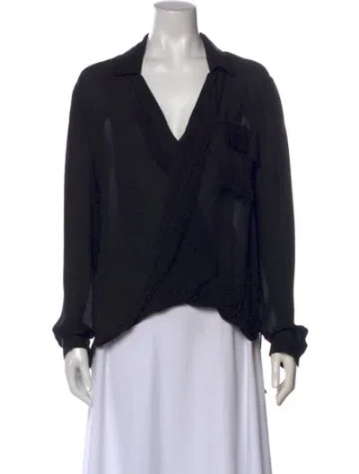 Pre-owned L'agence Silk V-neck Blouse In Black