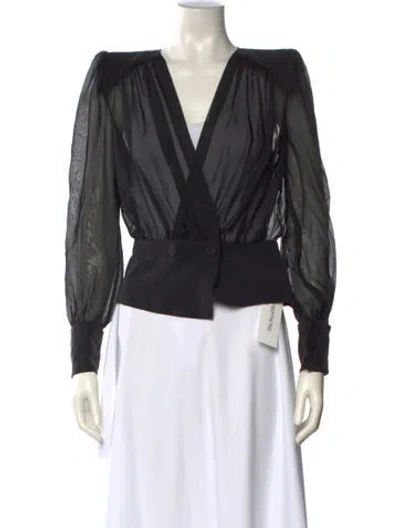 Pre-owned L'agence Silk V-neck Blouse In Black