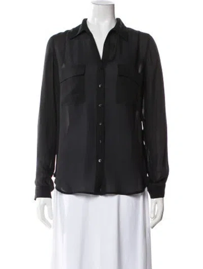 Pre-owned L'agence Silk V-neck Blouse In Black