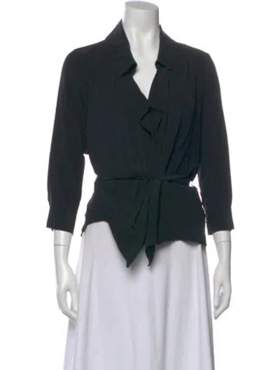 Pre-owned L'agence Silk V-neck Blouse In Black