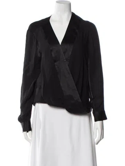 Pre-owned L'agence Silk V-neck Blouse In Black