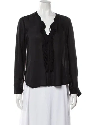 Pre-owned L'agence Silk V-neck Blouse In Black