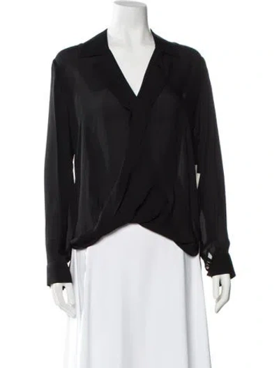 Pre-owned L'agence Silk V-neck Blouse In Black