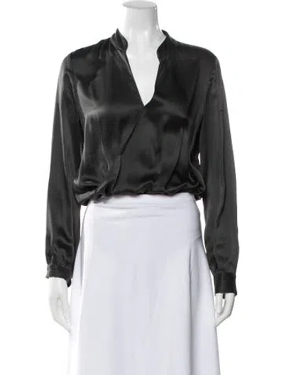 Pre-owned L'agence Silk V-neck Blouse In Black