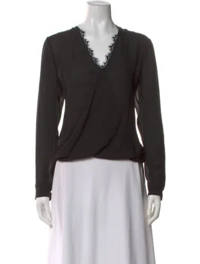 Pre-owned L'agence Silk V-neck Blouse In Black