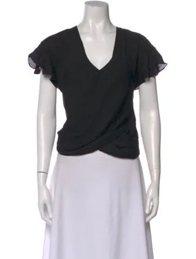 Pre-owned L'agence Silk V-neck Blouse In Black