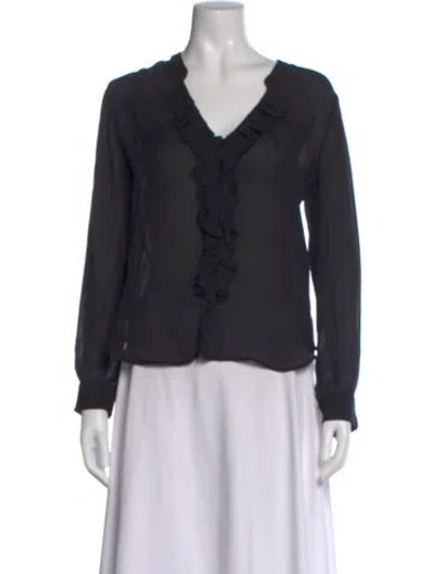Pre-owned L'agence Silk V-neck Blouse In Black