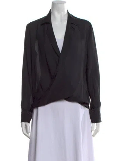Pre-owned L'agence Silk V-neck Blouse In Black