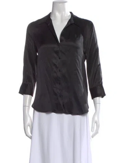 Pre-owned L'agence Silk V-neck Blouse In Black