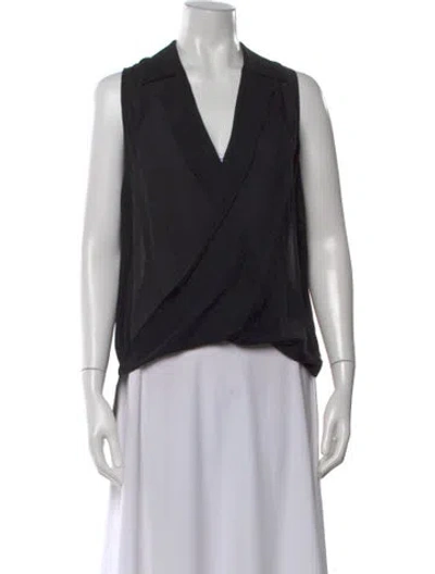 Pre-owned L'agence Silk V-neck Blouse In Black