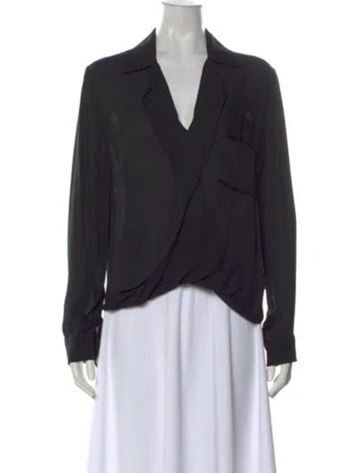 Pre-owned L'agence Silk V-neck Blouse In Black