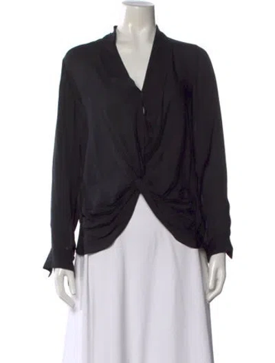 Pre-owned L'agence Silk V-neck Blouse In Black