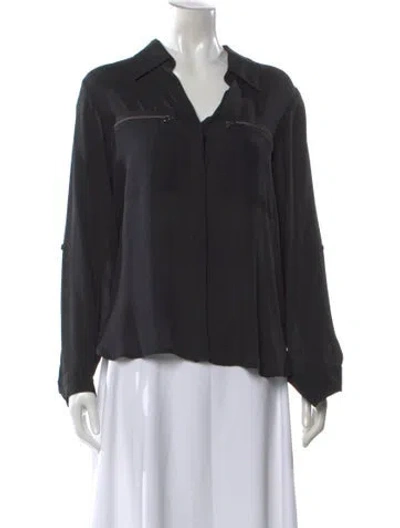 Pre-owned L'agence Silk V-neck Blouse In Black