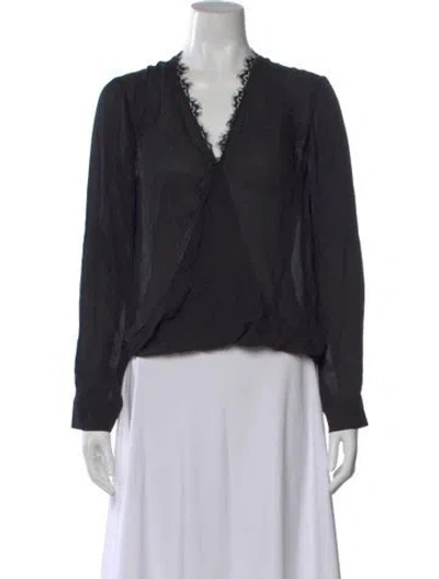 Pre-owned L'agence Silk V-neck Blouse In Black