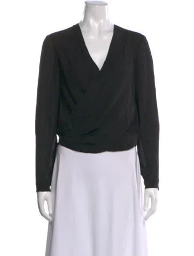 Pre-owned L'agence Silk V-neck Blouse In Black