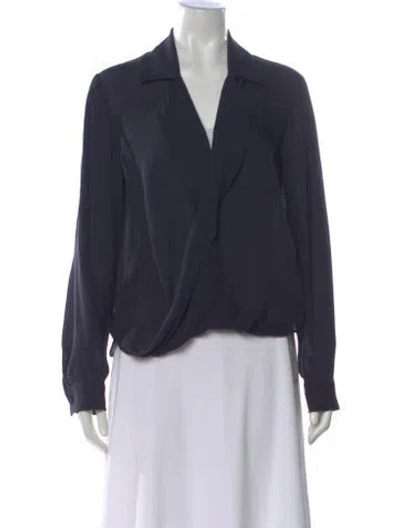 Pre-owned L'agence Silk V-neck Blouse In Black