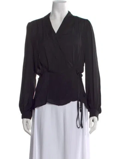 Pre-owned L'agence Silk V-neck Blouse In Black