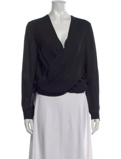 Pre-owned L'agence Silk V-neck Blouse In Black