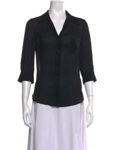 Pre-owned L'agence Silk V-neck Blouse In Black