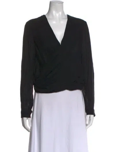 Pre-owned L'agence Silk V-neck Blouse In Black