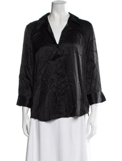 Pre-owned L'agence Silk V-neck Blouse In Black