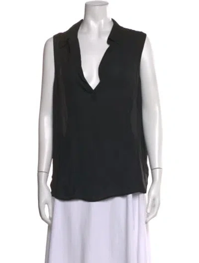 Pre-owned L'agence Silk V-neck Blouse In Black