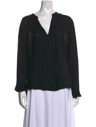 Pre-owned L'agence Silk V-neck Blouse In Black