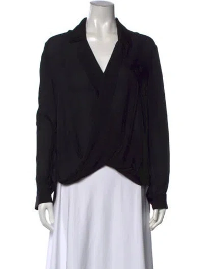 Pre-owned L'agence Silk V-neck Blouse In Black