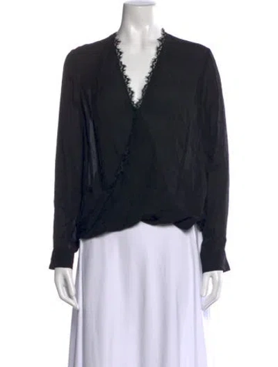 Pre-owned L'agence Silk V-neck Blouse In Black