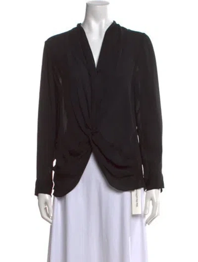 Pre-owned L'agence Silk V-neck Blouse In Black