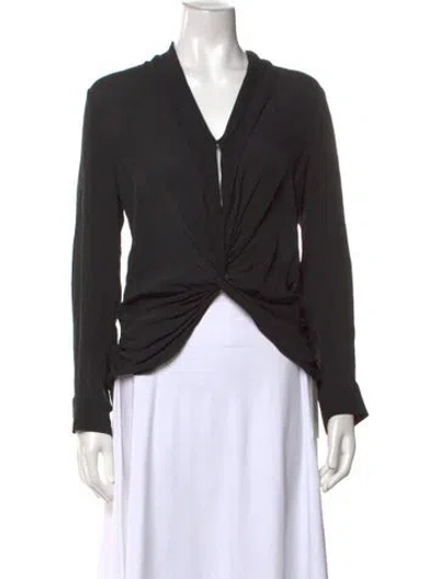 Pre-owned L'agence Silk V-neck Blouse In Black