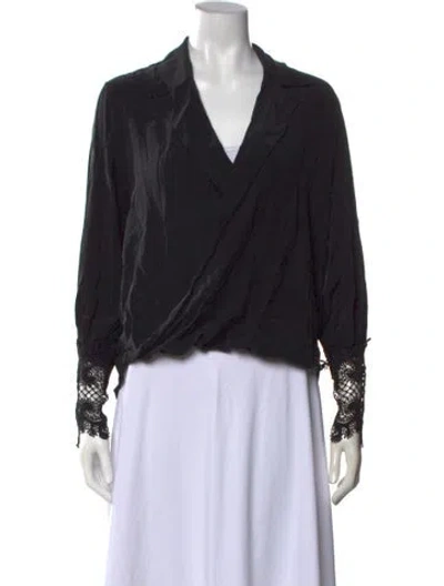 Pre-owned L'agence Silk V-neck Blouse In Black