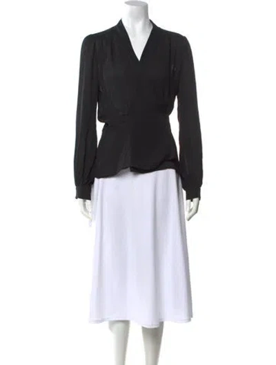 Pre-owned L'agence Silk V-neck Blouse In Black