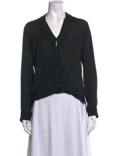 Pre-owned L'agence Silk V-neck Blouse In Black