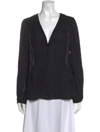 Pre-owned L'agence Silk V-neck Blouse In Black