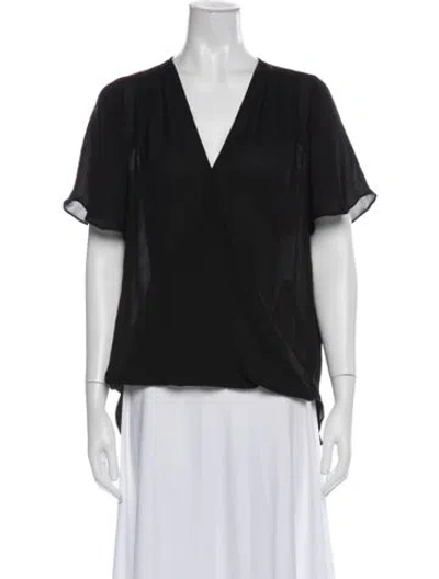 Pre-owned L'agence Silk V-neck Blouse In Black