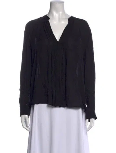 Pre-owned L'agence Silk V-neck Blouse In Black
