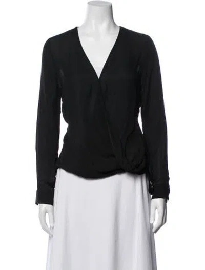 Pre-owned L'agence Silk V-neck Blouse In Black