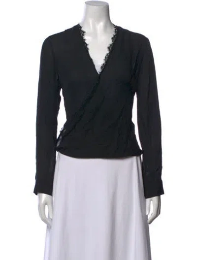 Pre-owned L'agence Silk V-neck Blouse In Black