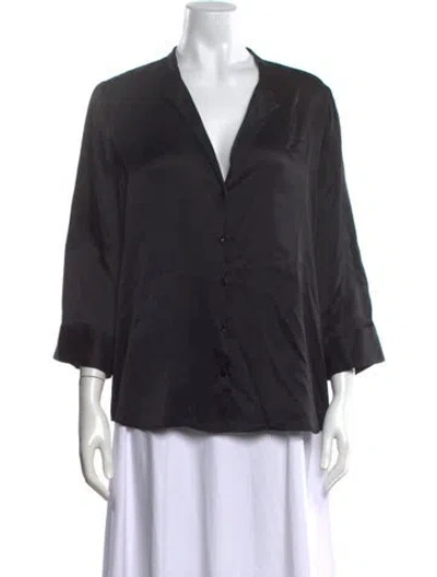 Pre-owned L'agence Silk V-neck Blouse In Black