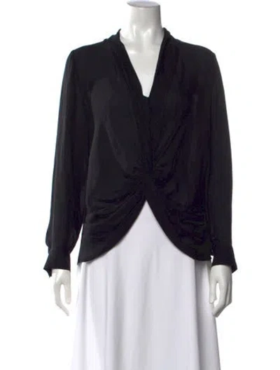 Pre-owned L'agence Silk V-neck Blouse In Black