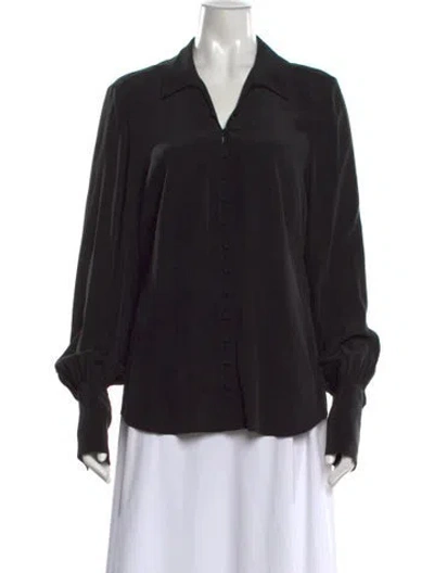 Pre-owned L'agence Silk V-neck Blouse In Black